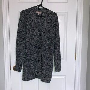 Woman Within Black & White Marled Button-Up Cardigan